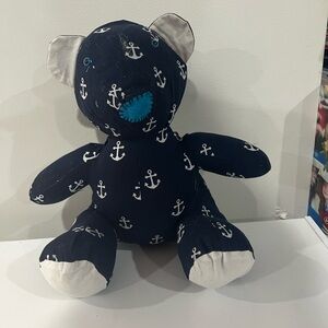 Navy Blue Anchor Pattern Stuffed Bear